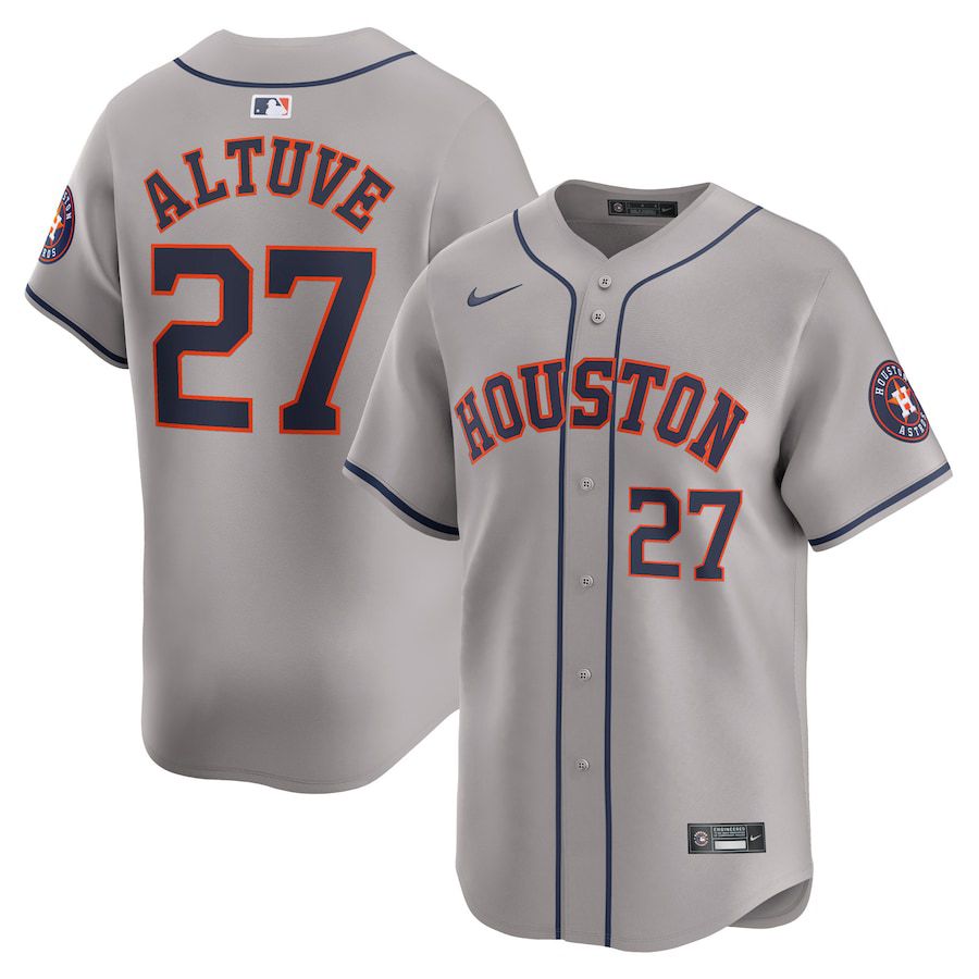 Men Houston Astros #27 Jose Altuve Nike Gray Away Limited Player MLB Jersey